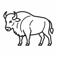 Simple a Bison line art vector white background