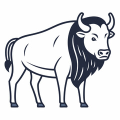 Simple a Bison line art vector white background