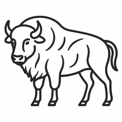 Simple a Bison line art vector white background
