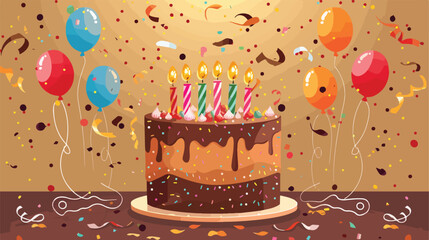 Elegant Birthday Design on Brown Background Vector Illustration