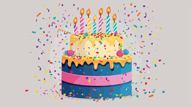 Elegant Birthday Design on Gray Background Vector Illustration