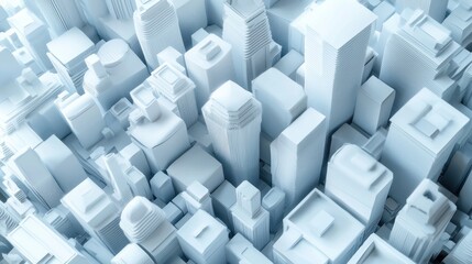 Obraz premium Abstract city skyline, aerial view, modern urban, geometric shapes