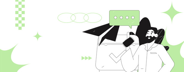 Flat vector illustration of business people operating work scene
