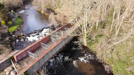 Obraz premium Low and high aerial drone photography of Merseyside and Staffordshire areas, including Burton Upon Trent, Stafford, Wirral, Birkenhead, Wallasey, and Cheshire. 