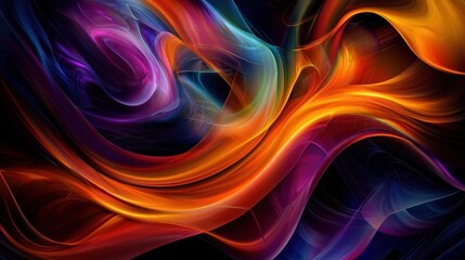 Obraz premium Abstract swirling colorful smoke design on black background