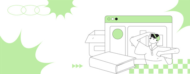 Flat vector illustration of business people operating work scene
