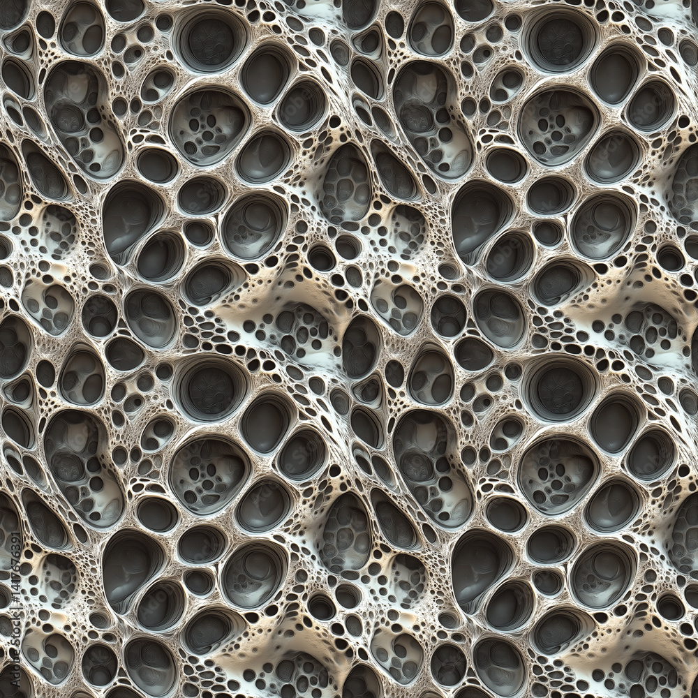 Poster abstract seamless organic pattern with cellular structures in black and beige