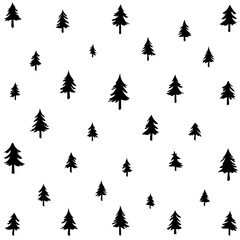 Minimalist Evergreen Tree Forest Pattern Background