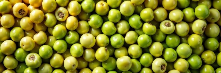 Fresh pea seeds in a circular arrangement, top view, farming, botanical