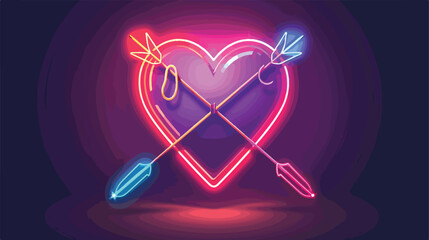 Neon Heart and Arrow Icon for Decoration and Advertising Purposes