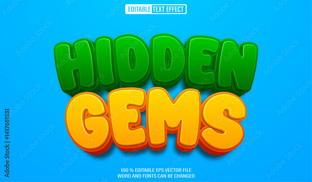 Poster editable 3d text style effect - hidden gems text effect template