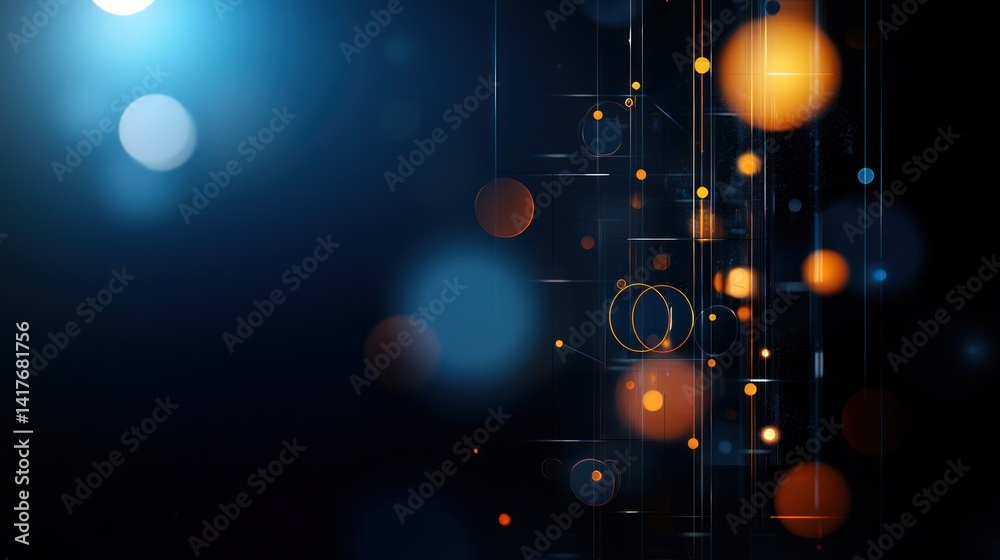 Wall mural abstract digital network background with glowing lights