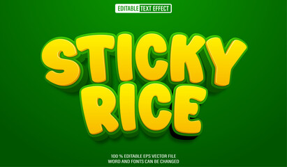 Editable 3d text style effect - Sticky Rice text effect Template