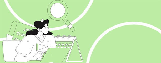 Flat vector illustration of business people operating work scene
