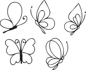 A set of butterflies minimalism element vector illustration