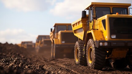 Synchronizing earthmoving vehicles at construction site heavy equipment outdoor dynamic view industrial efficiency