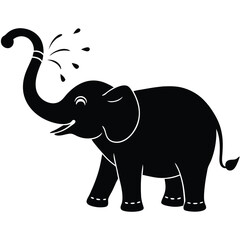 Elephant vector illustration isolated on white shows a large gray mammal with a trunk walking, a wild animal from the zoo