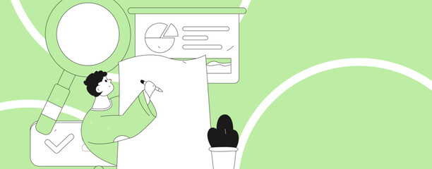 Flat vector illustration of business people operating work scene
