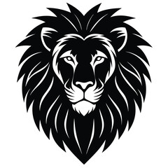 Lion head vector art showcases a wild animal's powerful face as a tribal tattoo illustration, a strong mascot symbol in silhouette