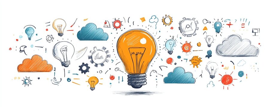 Bright ideas & brainstorming concept illustration.