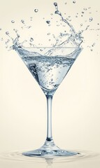 Water Splashing Cocktail Glass