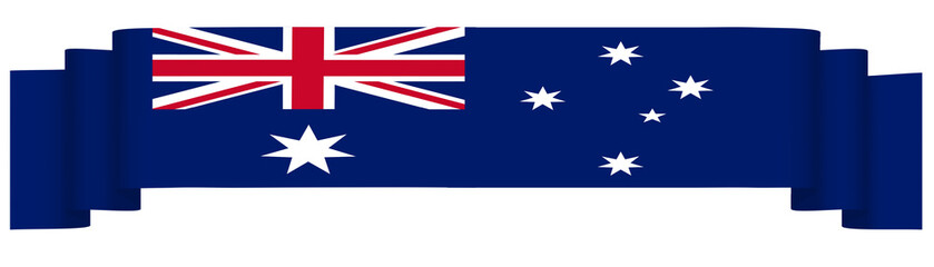 Australian flag on transparent background. Vector illustration of Australian country flag, PNG. Banner, long, ribbon of Australian flag