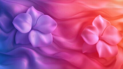 Fototapeta premium Abstract flowers on vibrant flowing fabric backdrop