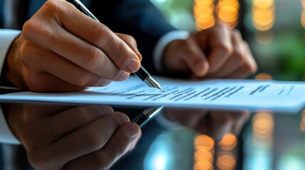 Businessman Signing Contract in Restaurant (1)