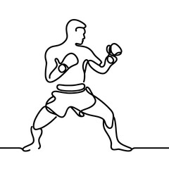 Fototapeta premium Line Drawing of a Boxer Preparing to Spar 