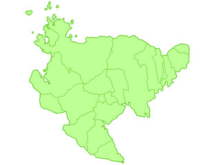 Fototapeta premium 佐賀県 地図 黄緑 イラスト