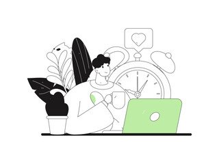 Flat vector illustration of business people operating work scene
