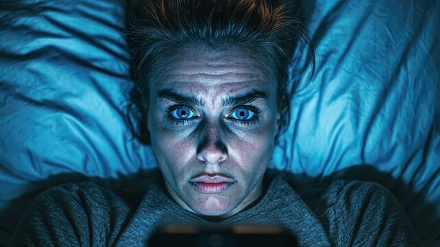 Night Light, Bed, Person, Staring