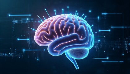 Human Brain Connectivity with Neural Network Connections Illustrating Artificial Intelligence