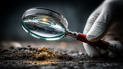 Scientist analyzing soil with shiny high tech tools symbolizes environmental research precision innovation and sustainability efforts to understand and protect Earth's natural resources


