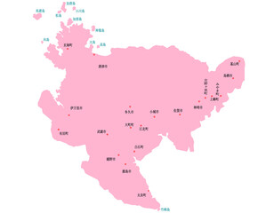 佐賀県　地図　ピンク　斑点　イラスト