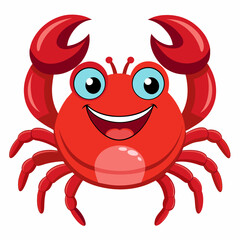 Cartoon red crab with claws and smiling face