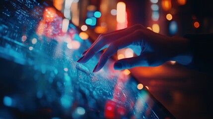 Night City Digital Touch: Futuristic Interface Interaction