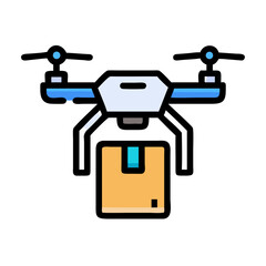 Drone Carrying Parcel in Flight Icon Design