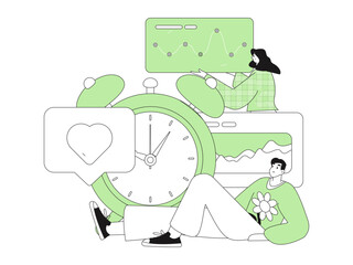 Flat vector illustration of business people operating work scene
