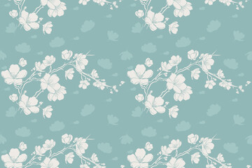 Hand drawn  floral backround. Botanical seamless pattern . Sketch drawing. Design for fashion , fabric, textile, wallpaper, cover, web , wrapping and all prints