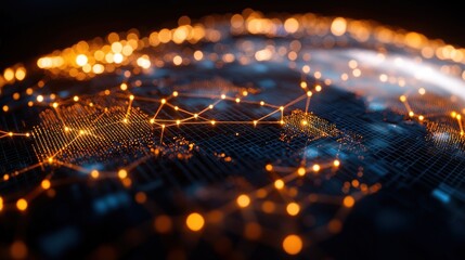 Fototapeta premium Global Network Connections, Earth, Digital Links, Data Flow