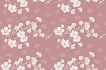 Hand drawn  floral backround. Botanical seamless pattern . Sketch drawing. Design for fashion , fabric, textile, wallpaper, cover, web , wrapping and all prints