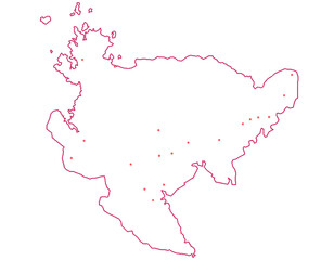 佐賀県　地図　白　斑点　イラスト