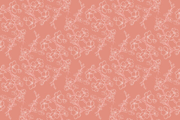 Hand drawn  floral backround. Botanical seamless pattern . Sketch drawing. Design for fashion , fabric, textile, wallpaper, cover, web , wrapping and all prints