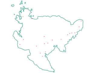 佐賀県　地図　白　斑点　イラスト