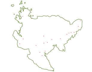 佐賀県　地図　白　斑点　イラスト
