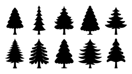 Obraz premium set of chritmas tree silhouette vector on white background