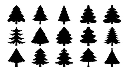 Fototapeta premium set of chritmas tree silhouette vector on white background