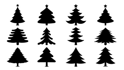 Fototapeta premium set of chritmas tree silhouette vector on white background