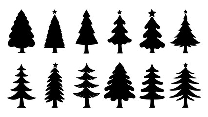 Obraz premium set of chritmas tree silhouette vector on white background
